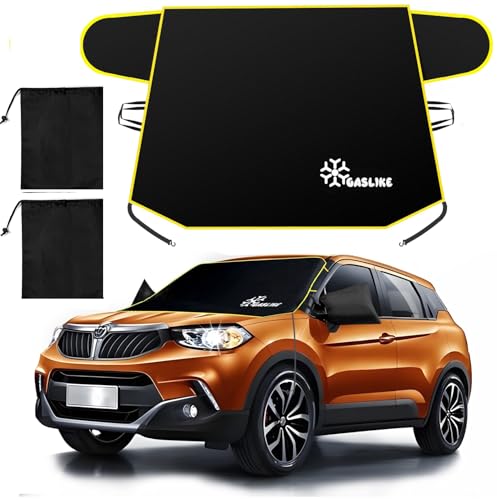 Image of Windshield Cover for Ice and Snow,【Newest Durable 600D Oxford Fabric for Efficient Protection】Windshield Snow Cover Against Frost with Straps & Side Panels, Fit for Most Cars, SUVs & Trucks (68 inchx42 inch)