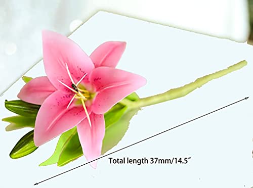 Lnhomy Artificial Tiger Lily Latex Real Touch Flower 1 Full Bloom Flowe Heads And 2 Buds Home Wedding Party Decor,Pack Of 6 (White) (Roasy) #TOP3