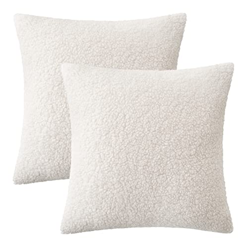Miulee CA_DOUBLE-20INCH-WOOL-THROW-PILLOW-1 Pack Of 2 Decorative New Luxury Series Style Cream White Faux Fur Throw Pillow Covers Super Soft Wool Pillow Cases Cushion Covers thumb #5