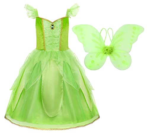 ReliBeauty Disfraz Niña Hada del Bosque con Alas de Hada Mariposa, 110