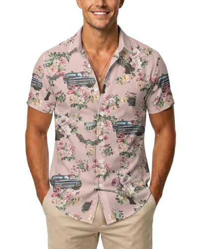 Image of 99TIMORO Fathers Movie Hawaiian Shirt for Men, Characters Button Down Short Sleeve Top, Summer Beach Gifts