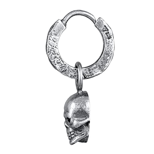 Pendientes de aro para hombre con colgante calavera de plata 925 3