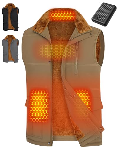 Men Heated Vest Battery Pack Included Rechargeable Hat Gloves Army Jacket Apparel Tactical Gear Military Accessories Mittens Glives Hunting Essential Camo Camouflage Coat Lawn Chair Gift Camping Stuff