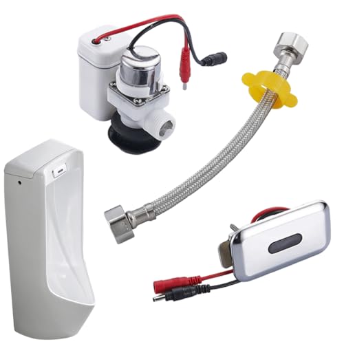 Image of Serplex Wall Mounted Stainless Steel Automatic Urinal Flush Sensor Set for Public Toilet, Home, Office, Bathroom with Dual Power Supply Mode Chrome Plated
