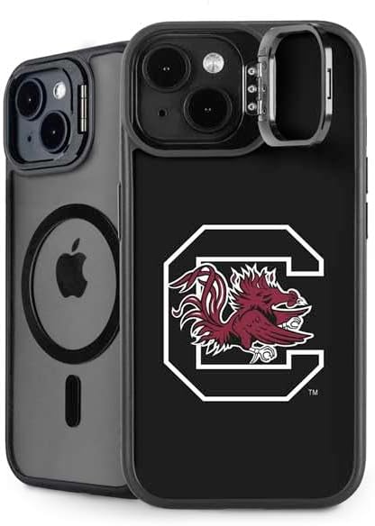 Skinit Kickstand Phone Case Compatible with iPhone 15 Plus - Officially Licensed University of South Carolina Gamecocks Logo Black Design