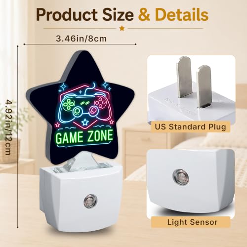 Image of Star Night Light Plug in, Game Zone Dusk to Dawn Sensor Night Light, Soft Glow Lamp for Kids Bedroom Nursery Hallway Bathroom, Energy Saving Compact Design