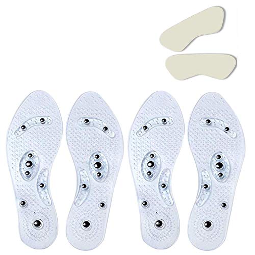 [2 Pair] Magnetic Insoles+ Heel Cushion Pads,Newjinda Acupressure Insoles for Men Women Weight