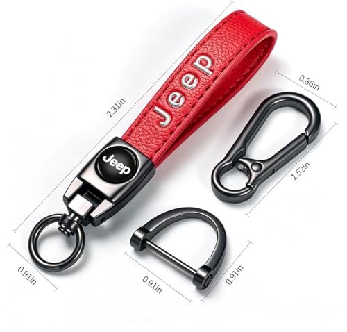 Image of Car Leather Keychain Key Ring Accessories red