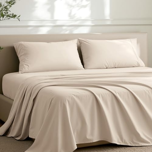 Image of Bare Home Microfiber Pillow Cases - King 20x40 - Cooling Pillowcases - Double Brushed - Easy Care - Envelope Closure (King Pillowcase Set of 2, Sand)