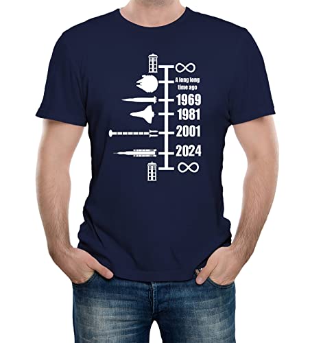 Reality Glitch Men's Spaceship Timeline Movie, Space, Sci Fi and Science Inspired Funny Graphic T-Shirt (XXL, Camiseta, Navy Blue, Hombre
