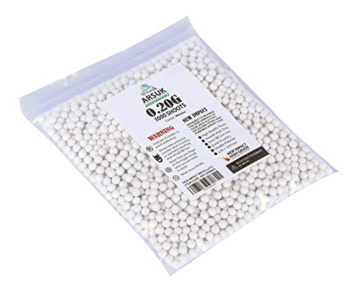ARSUK BB Pellets Air Rifle Pistola Airgun Pellets Bolas de alto grado Paintball Biodegradable Francotirador Pesado Tracer 6mm (0,20g 1000 Pellets-blanco-bio)