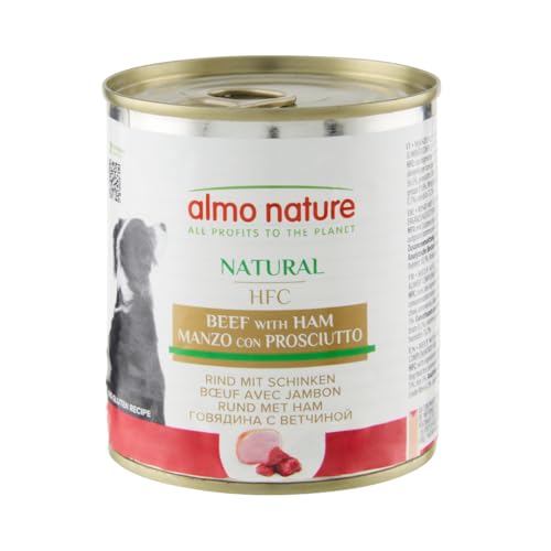 Produktbild von Almo Nature HFC Natural Nassnahrung für Hunde mit Rind und Schinken - 12 x 280 g