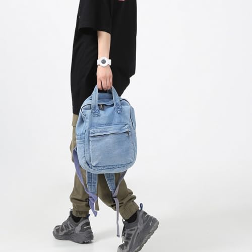 Image of MaxxCloud Vintage Denim Laptop Backpack Casual Canvas Daypack Handbag Purse Lightweight Rucksack Shoulder Bag