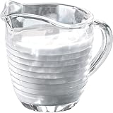 KADAX Jarra de leche de cristal, jarra de leche con asa, jarra de crema, salsera, jarra pequeña de cristal para leche, crema, salsa, café, fácil de limpiar, transparente (200 ml, rayas)