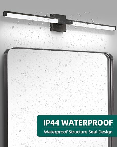 Image of OKELI Modern Bathroom Light Fixtures Over Mirror, 40 Inch Matte Black Vanity Light Bar for Bathroom, 24W 5CCT Diammable Wall Light