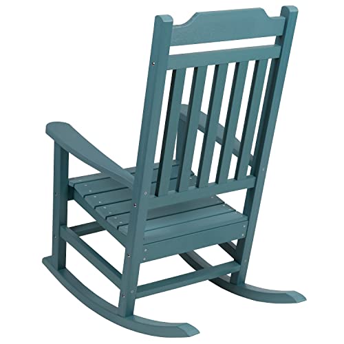 Image of Flash Furniture Winston All-Weather Poly Resin Rocking Chair in Teal