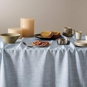 Linen Tablecloth for Rectangle Table 60x104 Inch Blue, Farmhouse Style Blue Tablecloth, Water Resistant Burlap Tablecloths for Dining Table Farmhouse Kitchen Linen Tablecloth for Rectangle Table 60×104 Inch Blue Farmhouse Style Blue Tablecloth Water Resistant Burlap Tablecloths for Dining Table Farmhouse Kitchen