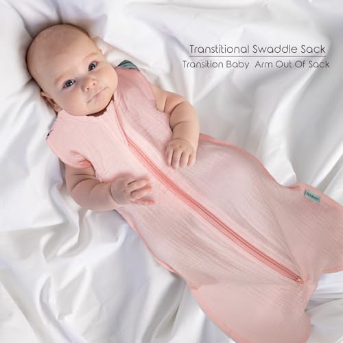 Image of Baby Swaddle for Newborns - Swaddle Blanket Sleep Sack, 2-Pack 100% Cotton Hands Up Wearable Bag, Newborn Essentials for Baby Boys & Girls, 2-Way Zipper (Gentle Style, 0-3 Months)