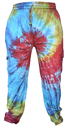 Gheri Tie Dye Cargo Lightweight Drawstring Hem Cotton Pants
