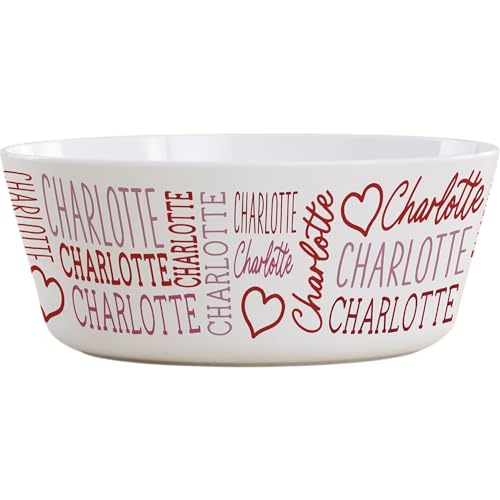 Personalization Universe Repeating Name Heart Personalized Kids Bowl