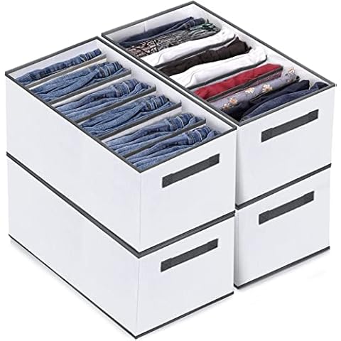 Spetime 6 Stück Kleiderschublade Schubladeneinsätze für Kleiderschränke Ordnungssystem Faltbar für Jeans Hemden Hosen Kleidung, Kleideraufbewahrung Organizer Box, 36 x 24 x 20 cm | 7 fächer | Grau Cover