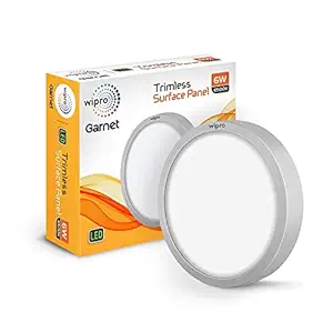 wipro D640665 Garnet 6-Watt Trimless Panel Light (Cool Day Light, White, Round)3-Aluminium,Corded Electric