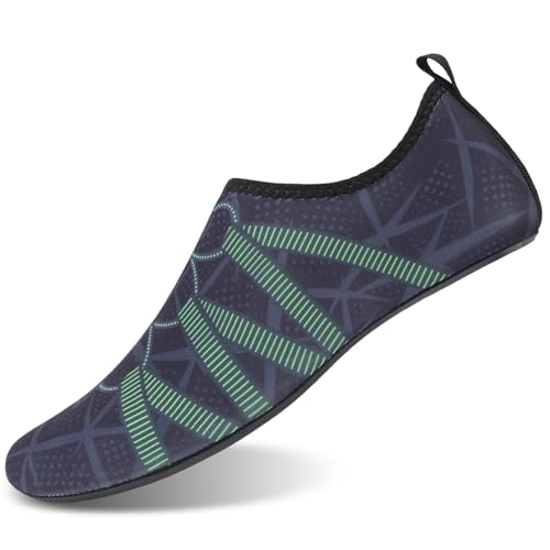 Mens Womens Water Shoes Quick Dry Barefoot Shoes Non-Slip Aqua Socks for Beach Swim Black Green