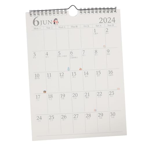 Happyyami 年用龍年デザイン壁掛けカレンダー 家用月間スケジュール管理 ノート式カウントダウン付き整理用オフィスアクセサリー