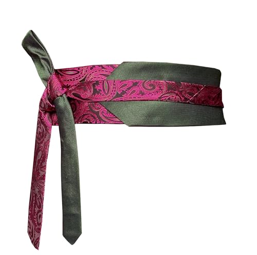 Remo Sartori - Made in Italy Women Silk Obi Wrap Neckties Belt, Patterned, Free Size