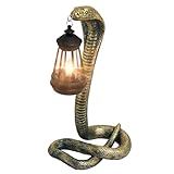 Solar Lantern Outdoor Snake Statues Garden Decoration, Yard Art Lawn Decor for Porch, Patio, Balcony, Housewarming Gifts for Birthday, Father's Day, Halloween(Bronze-Colored)