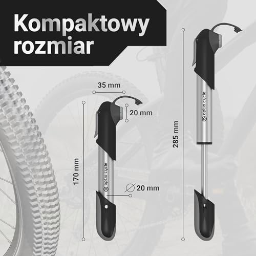 Mini Pompka Rowerowa 120 PSI / 8,3 Bar – Kompaktowa Pompka Aluminiowa Ręczna z Uchwytami Montażowymi | Mini Pump na Wentyl Presta i Schrader do MTB, Szosy, Gravel, E-Bike