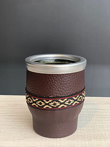 EL BAGUAL by"matebom" mate vaso de cristal forrado en cuero