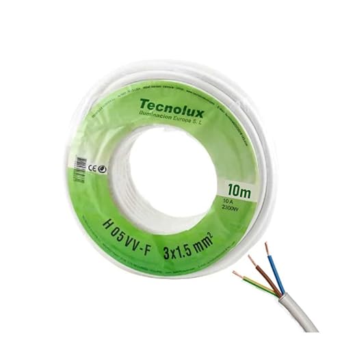 Rollo de cable de manguera (H05 VV-F 3G, 1,5 mm², 10 m) 10A 2300W blanco Cover