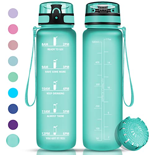 Vikaster Botella de Agua de 500 ml, Sin BPA & A prueba de fugas, Con pajita, Reutilizable, Ideal para escuelas primarias, Ideal para la Escuela, Gimnasio, Oficina, Running