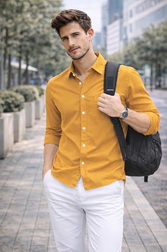 Image of Ben Martin Shirt for Men | Regular Casual Shirts for Mens' | Men's Casual Shirt's Slim Fit | Full Sleeve Cotton Shirts for Men's | Solid Shirt's for Mens Stylish | Formal & Casual Office Wear Shirts