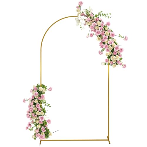 Outsunny Arco de jardim de metal para rosas arco de casamento com revestimento em pó resistente às intempéries para plantas de trepadeira para decoração pátio, terraço, 120 x 40 x 220 cm dourado