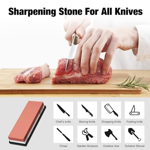DDF IohEF Schleifstein, Körnung 1000/6000 Abziehstein Wetzstein Professionell 2-IN-1 Doppelseitiger Messerschärfer mit Rutschfestem Silikonhalter und Messer-Halter für Messer
