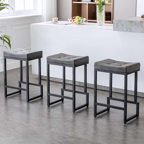 Image of FIRAVOE Bar Stools Set of 3, 24 Inch Backless Modern Counter Height Stools