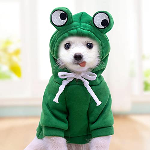 Stronrive Hunde Hoodie, Niedlicher Form Pullover, Hundekostüme Für Haustiere, Lustiger Halloween Kleiner Hundefrosch Kostü, Jacke Mantel, Warmer Polyester Winter Grün Hundekleidung (S//L/XL)