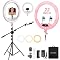 Ring Light with Stand 22inch Kit: Professional Ring Light Overhead Tripod for iPhone ipad, LCD Display/2 USB Ports for Makeup Barber Tattoo Lash Extension Video Photography Lighting (Pink)