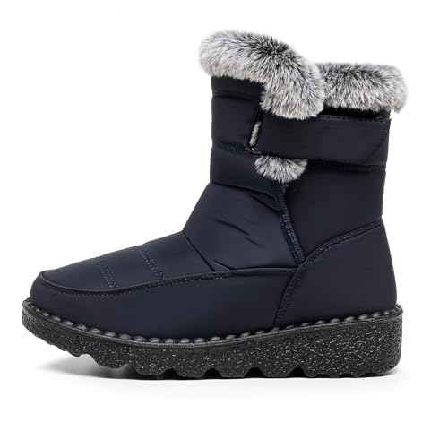 Image of Winter Snow Boots for Women Men, Lightweight Water-Resistant Boots | faux fur lining, rubber sole, warm winter wear, dog walking, errands, light snow, indoor outdoor