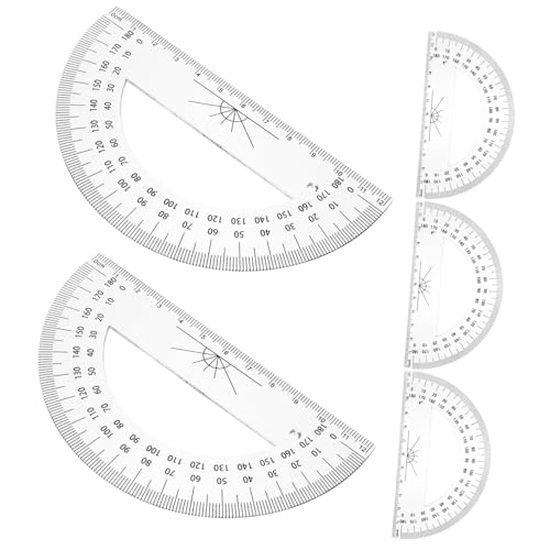 GRIRIW 5個 透明プラスチック製半円量角器 測定ツール 学校用小型プロトラクター 教師と学生向け正確な角計測