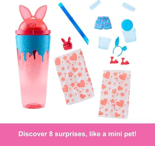 Barbie Pop Reveal™ Mikshake Serisi - Pembe Barbie Pop Reveal Shakes Serisi bebek ve aksesuar seti, kokulu ve sevimli kedicik temalı bebek JCN87 - Görsel 3