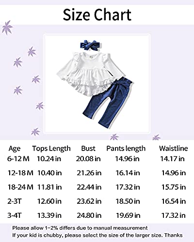 Image of NZRVAWS Newborn Baby Girl Clothes Long Sleeve Ruffle Romper Bodysuit Floral Halen Pants Bowknot Headband 3pcs
