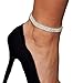 LucBuy 2PCS Twinkle Diamond Anklet, Elastic Rhinestone Tennis Ankle Bracelets for Women,Crystal Silver-Tone Sparkling Charm Foot Jewelry,Bling Shining Bridal Anklet Bracelet Gifts
