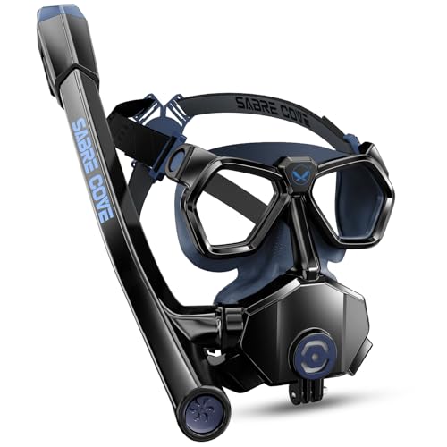 Full Face Snorkel Mask for Adults Teen, S/M, Snorkel Mask with Ear Equalization, Quick Release Anti-Leak and Anti-Fog for Snorkels, Portable Snorkeling Gear with Detachable Camera Mount