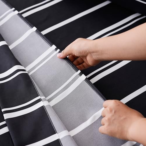 Image of Best Season Stripe Bed Sheets Set,4 Piece Super Soft Microfiber Bedding-Deep Pocket,Ultra Soft,Fade & Wrinkle Resistant(Full Size,Black&White)