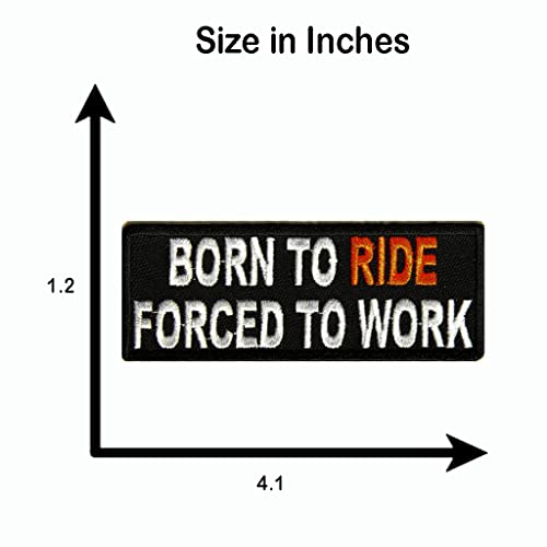 Image of Motohog Embroidered Iron & Sew On Patch (Born to Ride Forced to Work, Multicolor) 4.1X1.2 inches