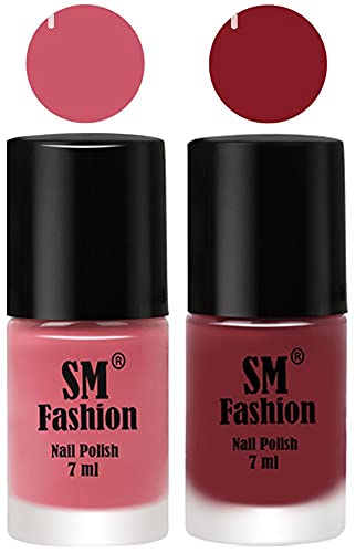 Image of Long Lasting Nail Polish | Nail Paint Combo 7 ml Each) - Set of 2 Nude Pink-Plum