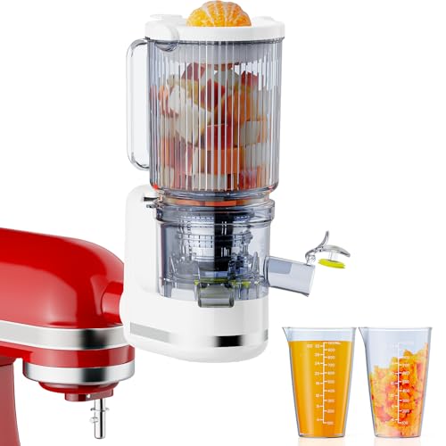 Masticating Juicer Attachment for KitchenAid Stand Mixer, Cold Press Slow Juicer with 4.9' Large...